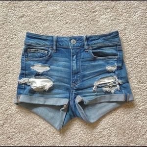 AE Mid-Wash Distressed Denim Shorts